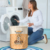 Corgi Powered By Treats And Short Legs Laundry Basket Royal Crown Low Rider Funny Dog Quote Paw