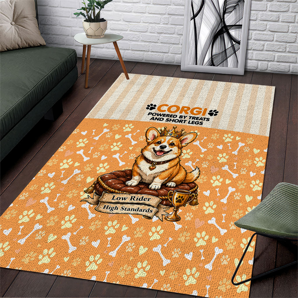 Corgi Powered By Treats And Short Legs Area Rug Royal Crown Low Rider Funny Dog Quote Paw