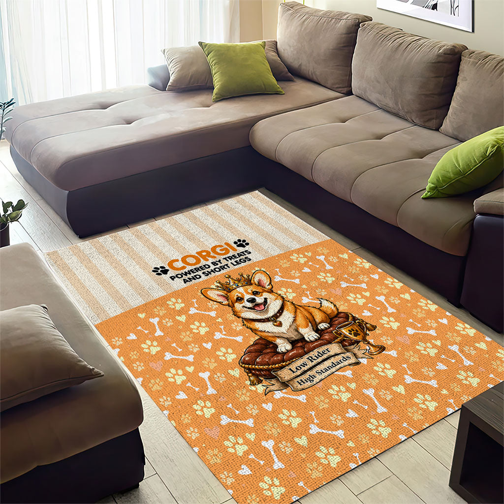 Corgi Powered By Treats And Short Legs Area Rug Royal Crown Low Rider Funny Dog Quote Paw