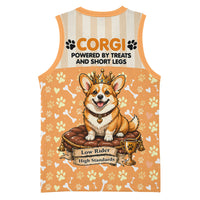 Corgi Powered By Treats And Short Legs Basketball Jersey Royal Crown Low Rider Funny Dog Quote Paw