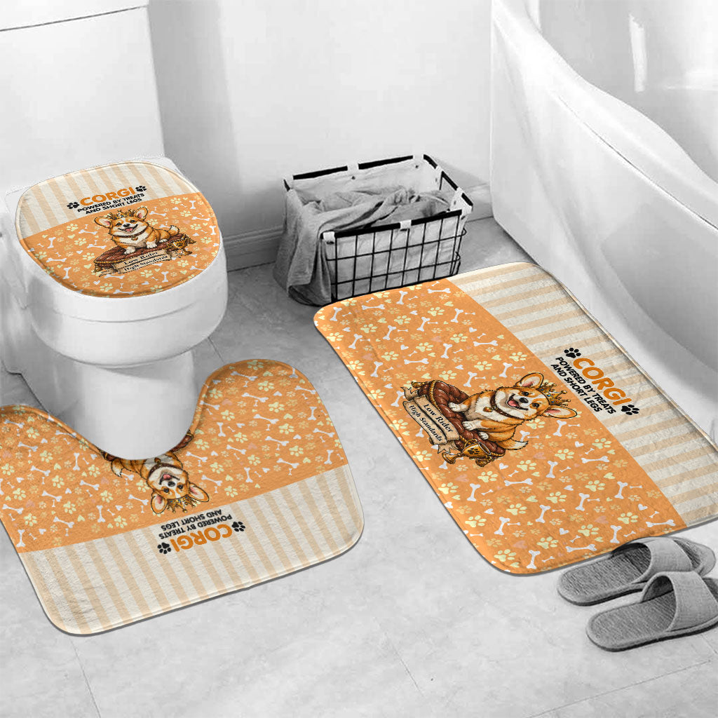 Corgi Powered By Treats And Short Legs Bathroom Set Royal Crown Low Rider Funny Dog Quote Paw