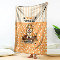 Corgi Powered By Treats And Short Legs Blanket Royal Crown Low Rider Funny Dog Quote Paw