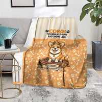 Corgi Powered By Treats And Short Legs Blanket Royal Crown Low Rider Funny Dog Quote Paw