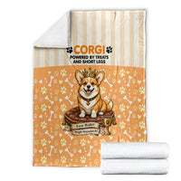 Corgi Powered By Treats And Short Legs Blanket Royal Crown Low Rider Funny Dog Quote Paw