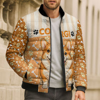 Corgi Powered By Treats And Short Legs Bomber Puffer Jacket Royal Crown Low Rider Funny Dog Quote Paw
