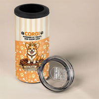 Corgi Powered By Treats And Short Legs 4 in 1 Can Cooler Tumbler Royal Crown Low Rider Funny Dog Quote Paw