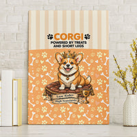 Corgi Powered By Treats And Short Legs Canvas Wall Art Royal Crown Low Rider Funny Dog Quote Paw