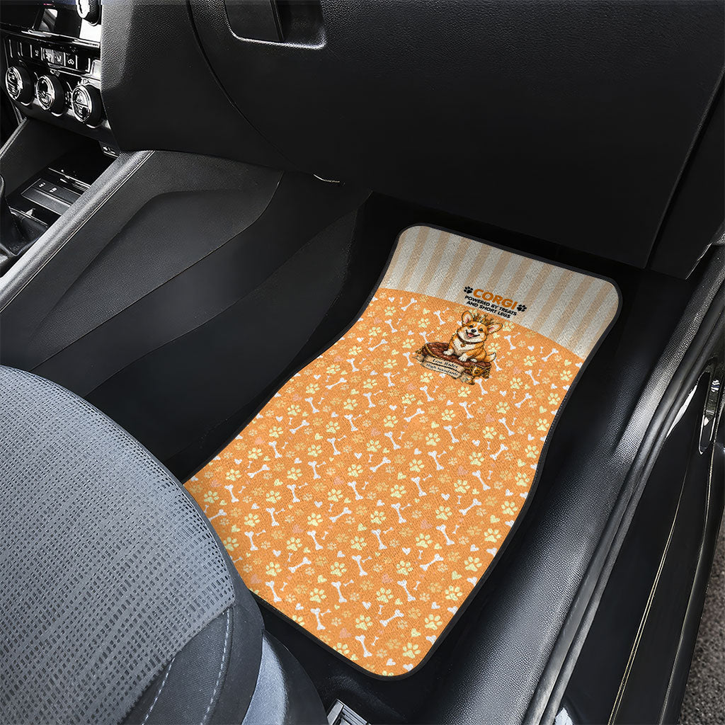 Corgi Powered By Treats And Short Legs Car Mats Royal Crown Low Rider Funny Dog Quote Paw