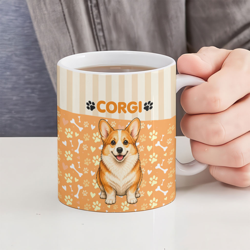 Corgi Powered By Treats And Short Legs Ceramic Mug Royal Crown Low Rider Funny Dog Quote Paw