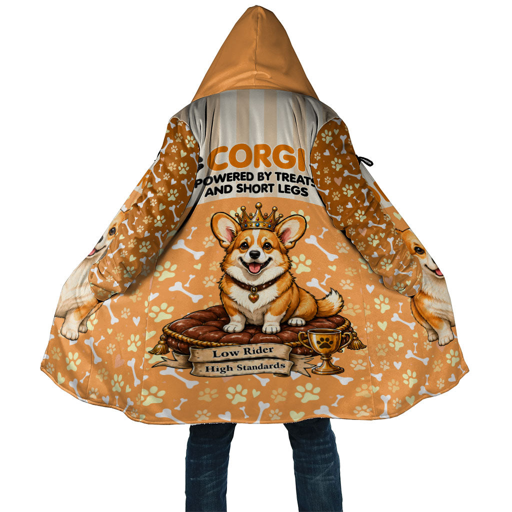 Corgi Powered By Treats And Short Legs Cloak Royal Crown Low Rider Funny Dog Quote Paw