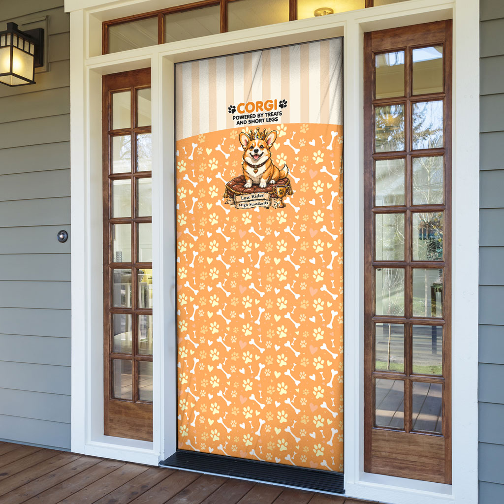 Corgi Powered By Treats And Short Legs Door Cover Royal Crown Low Rider Funny Dog Quote Paw