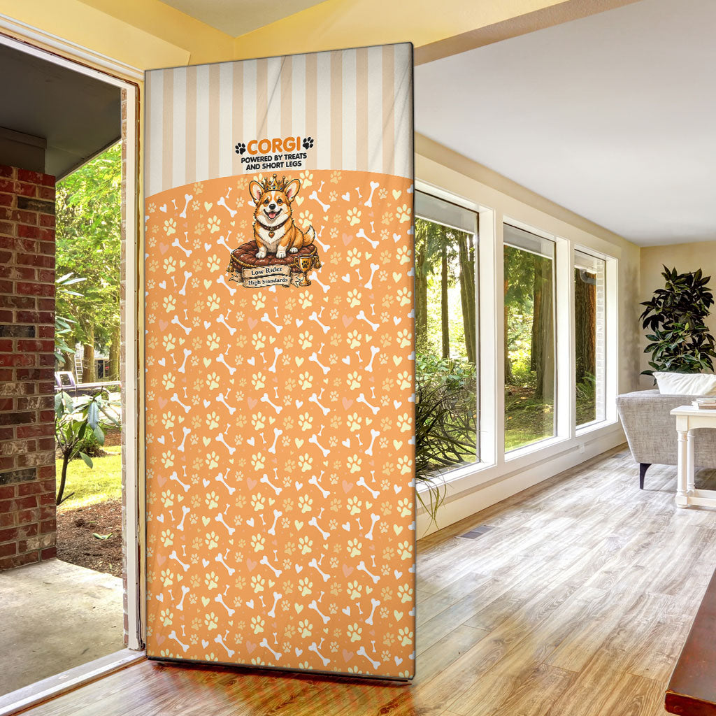 Corgi Powered By Treats And Short Legs Door Cover Royal Crown Low Rider Funny Dog Quote Paw
