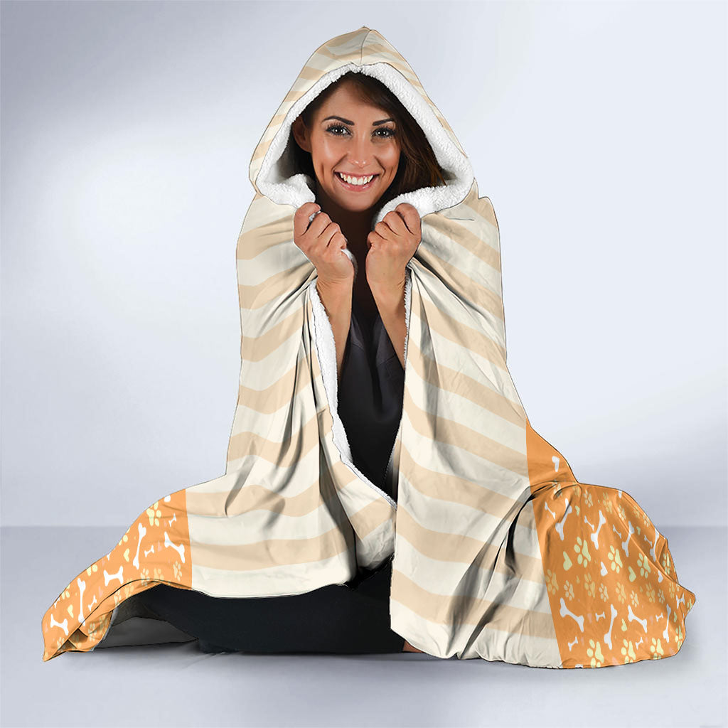 Corgi Powered By Treats And Short Legs Hooded Blanket Royal Crown Low Rider Funny Dog Quote Paw