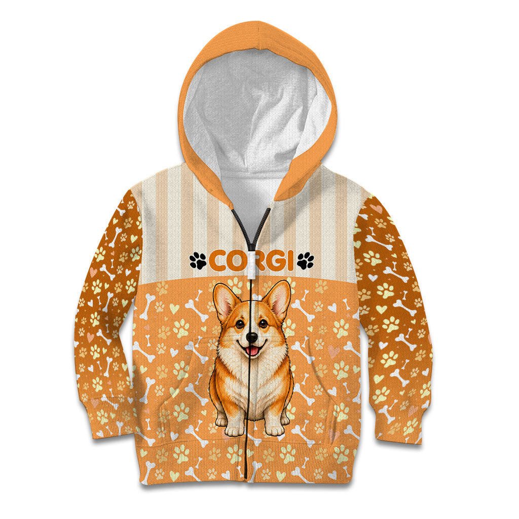 Corgi Powered By Treats And Short Legs Kid Hoodie Royal Crown Low Rider Funny Dog Quote Paw