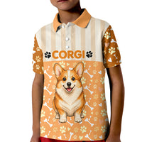 Corgi Powered By Treats And Short Legs Kid Polo Shirt Royal Crown Low Rider Funny Dog Quote Paw
