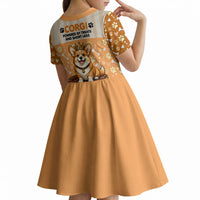 Corgi Powered By Treats And Short Legs Kid Short Sleeve Dress Royal Crown Low Rider Funny Dog Quote Paw