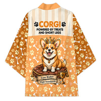 Corgi Powered By Treats And Short Legs Kimono Royal Crown Low Rider Funny Dog Quote Paw