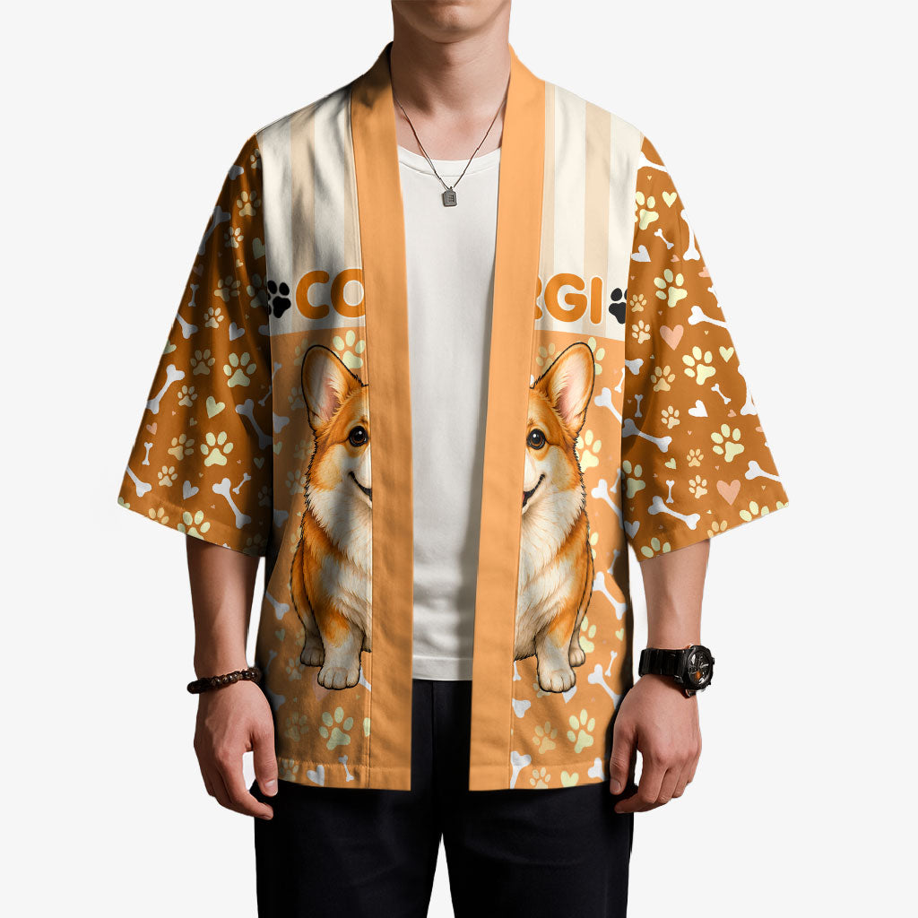 Corgi Powered By Treats And Short Legs Kimono Royal Crown Low Rider Funny Dog Quote Paw