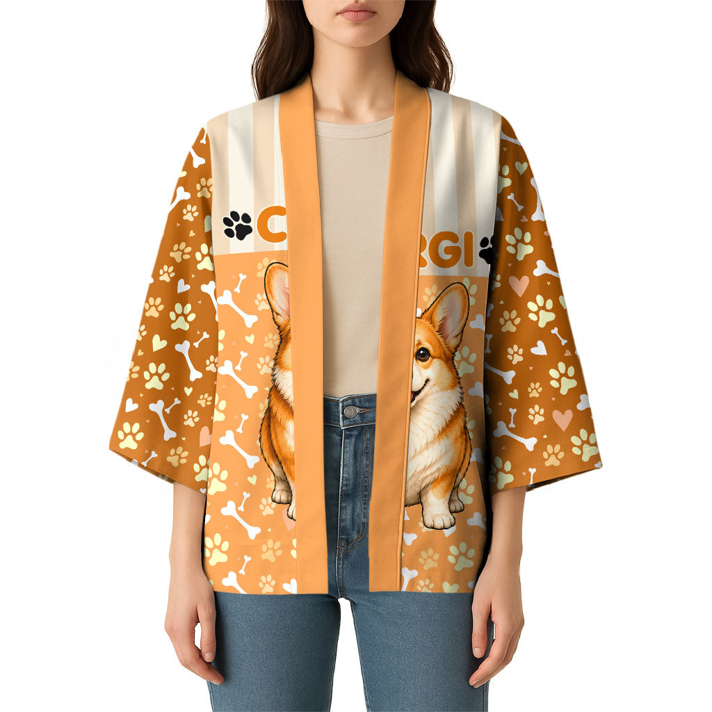 Corgi Powered By Treats And Short Legs Kimono Royal Crown Low Rider Funny Dog Quote Paw