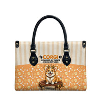 Corgi Powered By Treats And Short Legs Leather Bag Royal Crown Low Rider Funny Dog Quote Paw