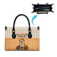 Corgi Powered By Treats And Short Legs Leather Bag Royal Crown Low Rider Funny Dog Quote Paw