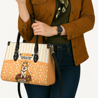 Corgi Powered By Treats And Short Legs Leather Bag Royal Crown Low Rider Funny Dog Quote Paw