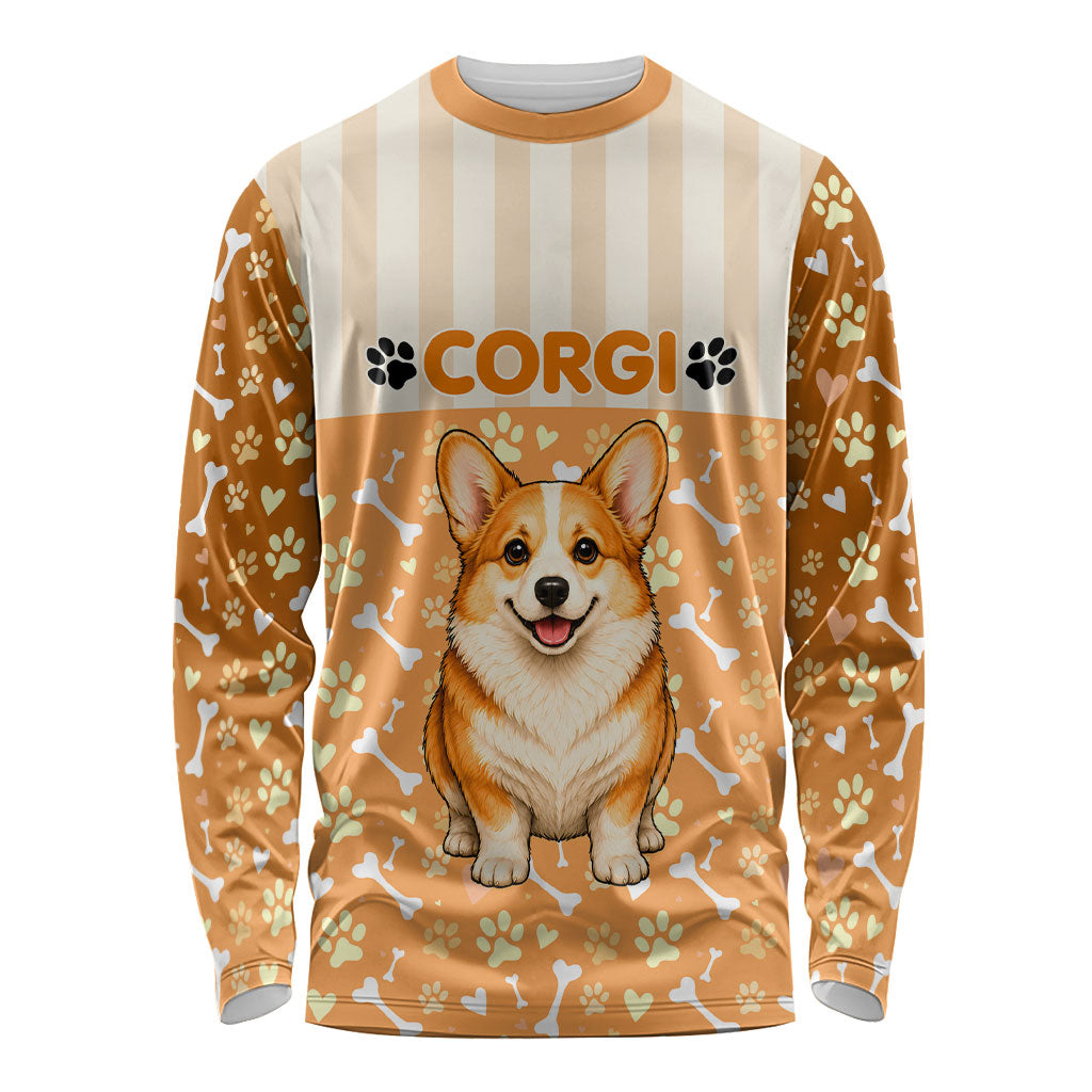 Corgi Powered By Treats And Short Legs Long Sleeve Shirt Royal Crown Low Rider Funny Dog Quote Paw