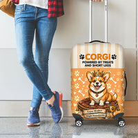 Corgi Powered By Treats And Short Legs Luggage Cover Royal Crown Low Rider Funny Dog Quote Paw