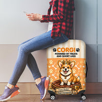 Corgi Powered By Treats And Short Legs Luggage Cover Royal Crown Low Rider Funny Dog Quote Paw