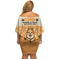 Corgi Powered By Treats And Short Legs Off Shoulder Short Dress Royal Crown Low Rider Funny Dog Quote Paw