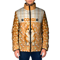 Corgi Powered By Treats And Short Legs Padded Jacket Royal Crown Low Rider Funny Dog Quote Paw