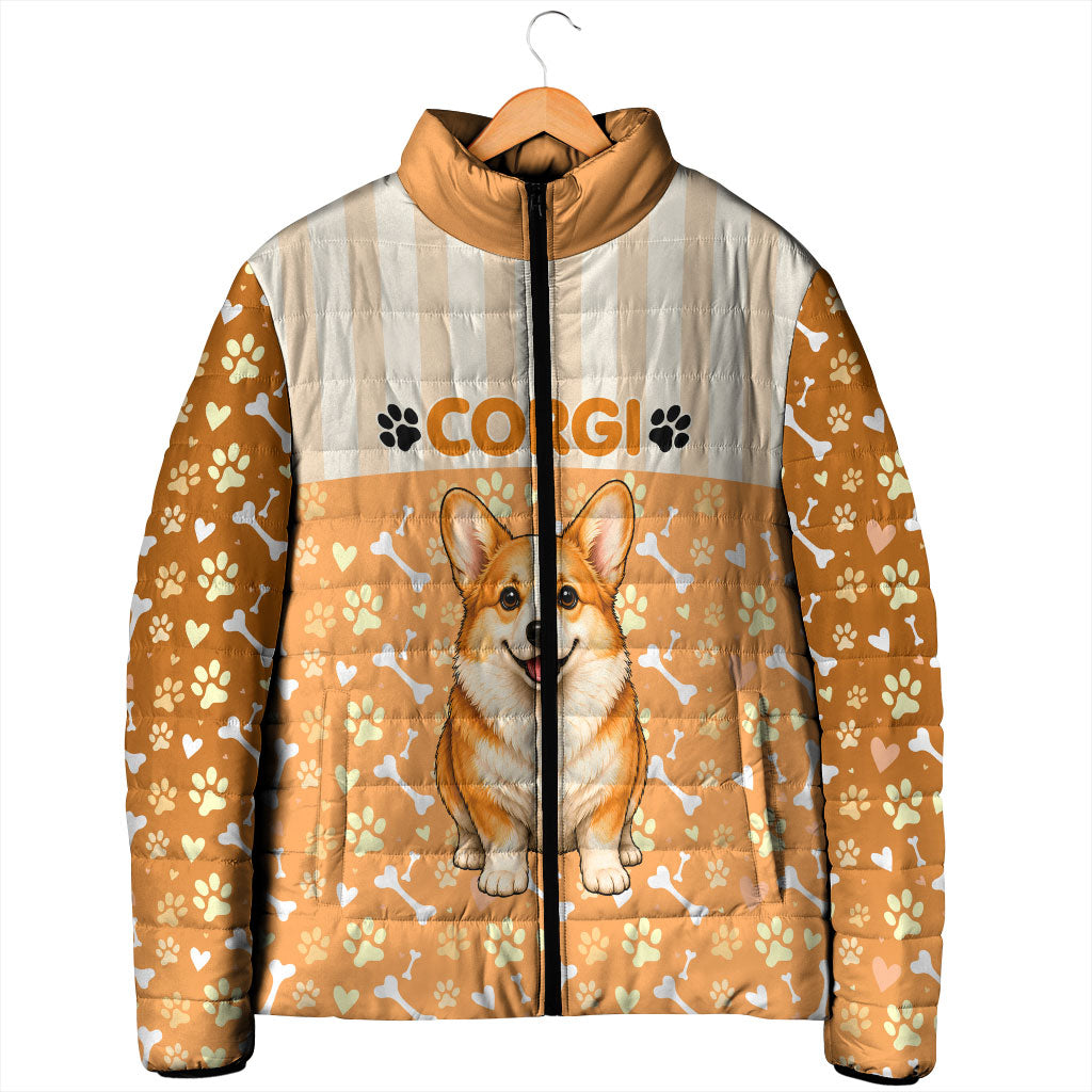 Corgi Powered By Treats And Short Legs Padded Jacket Royal Crown Low Rider Funny Dog Quote Paw