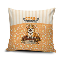 Corgi Powered By Treats And Short Legs Pillow Cover Royal Crown Low Rider Funny Dog Quote Paw