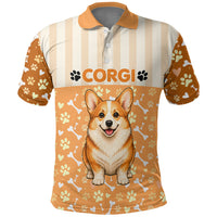 Corgi Powered By Treats And Short Legs Polo Shirt Royal Crown Low Rider Funny Dog Quote Paw