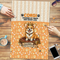 Corgi Powered By Treats And Short Legs Puzzle Royal Crown Low Rider Funny Dog Quote Paw