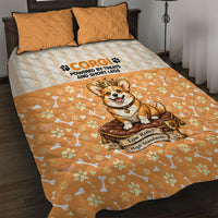 Corgi Powered By Treats And Short Legs Quilt Bed Set Royal Crown Low Rider Funny Dog Quote Paw