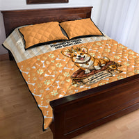 Corgi Powered By Treats And Short Legs Quilt Bed Set Royal Crown Low Rider Funny Dog Quote Paw