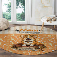 Corgi Powered By Treats And Short Legs Round Carpet Royal Crown Low Rider Funny Dog Quote Paw