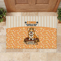 Corgi Powered By Treats And Short Legs Rubber Doormat Royal Crown Low Rider Funny Dog Quote Paw
