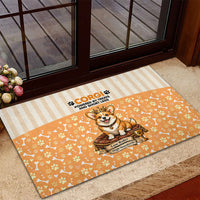 Corgi Powered By Treats And Short Legs Rubber Doormat Royal Crown Low Rider Funny Dog Quote Paw
