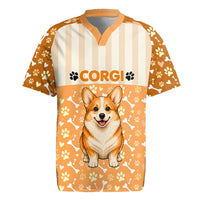 Corgi Powered By Treats And Short Legs Rugby Jersey Royal Crown Low Rider Funny Dog Quote Paw