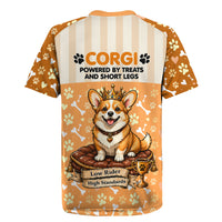 Corgi Powered By Treats And Short Legs Rugby Jersey Royal Crown Low Rider Funny Dog Quote Paw