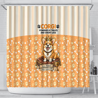 Corgi Powered By Treats And Short Legs Shower Curtain Royal Crown Low Rider Funny Dog Quote Paw