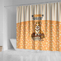 Corgi Powered By Treats And Short Legs Shower Curtain Royal Crown Low Rider Funny Dog Quote Paw