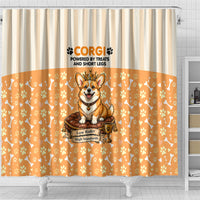 Corgi Powered By Treats And Short Legs Shower Curtain Royal Crown Low Rider Funny Dog Quote Paw