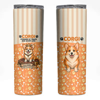 Corgi Powered By Treats And Short Legs Skinny Tumbler Royal Crown Low Rider Funny Dog Quote Paw