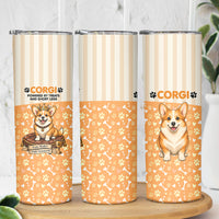 Corgi Powered By Treats And Short Legs Skinny Tumbler Royal Crown Low Rider Funny Dog Quote Paw
