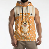 Corgi Powered By Treats And Short Legs Sleeveless Hoodie Royal Crown Low Rider Funny Dog Quote Paw