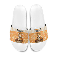 Corgi Powered By Treats And Short Legs Slide Sandals Royal Crown Low Rider Funny Dog Quote Paw