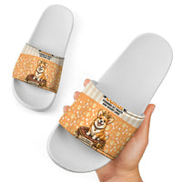 Corgi Powered By Treats And Short Legs Slide Sandals Royal Crown Low Rider Funny Dog Quote Paw